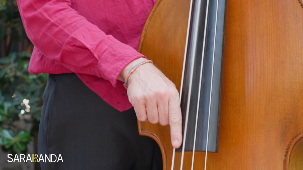 Dettaglio dita sulle corde del contrabbasso - Diego Tarantino