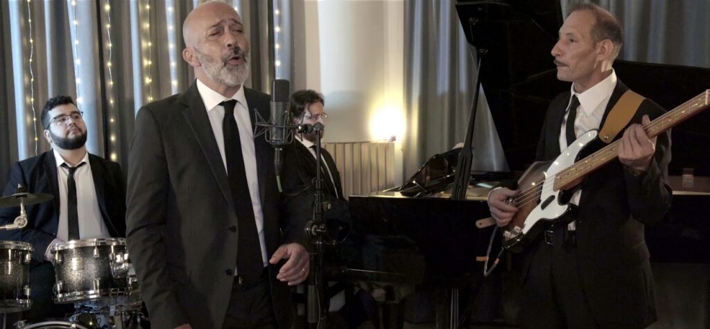 Sarabanda 4tet in studio durante la registrazione di un medley swing