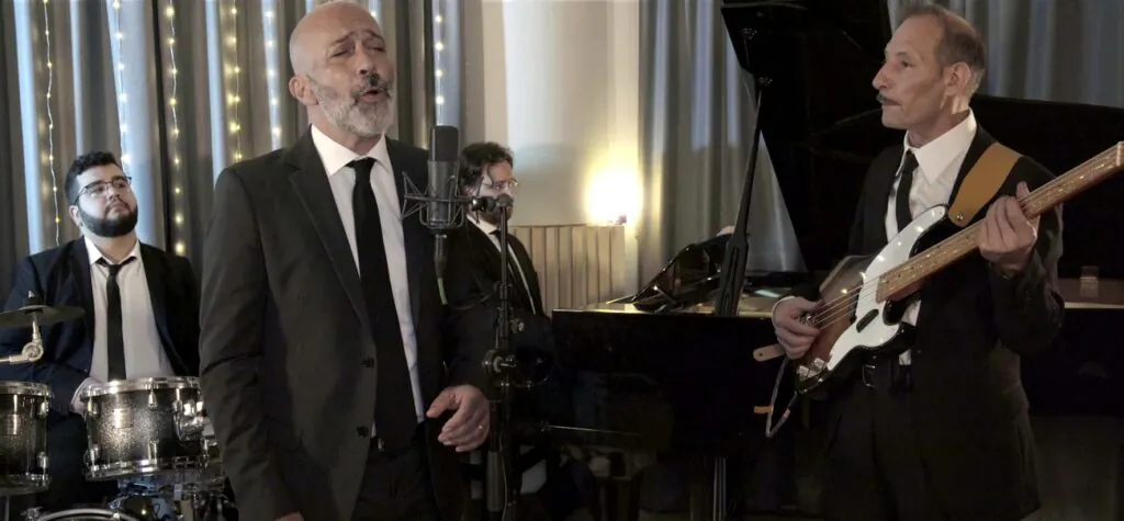 Sarabanda 4tet in studio durante la registrazione di un medley swing